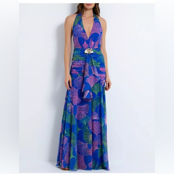 PatBO Ocean Leaf Draped Maxi Dress - Picture 3 of 6
